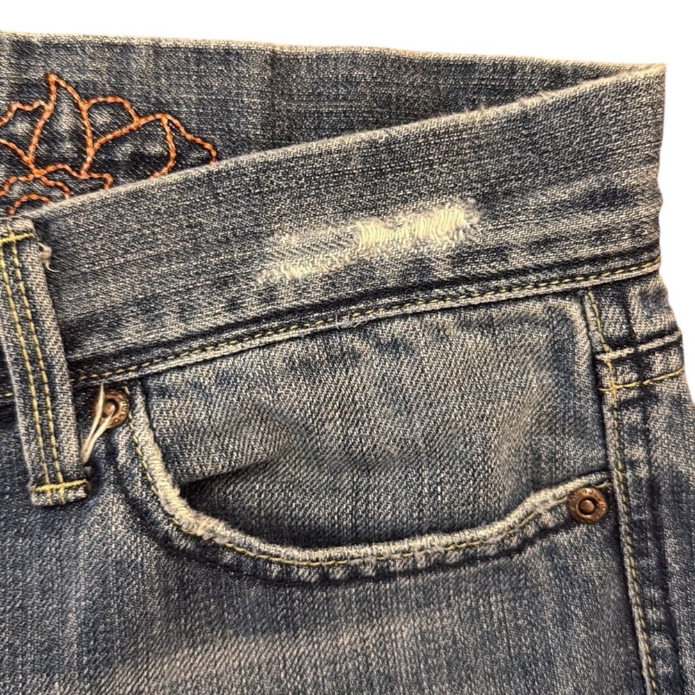 Vintage Y2K Old Navy Ultra Low Rise Bootcut Embroidered Jeans All Cotton Blue 10 - Picture 9 of 16